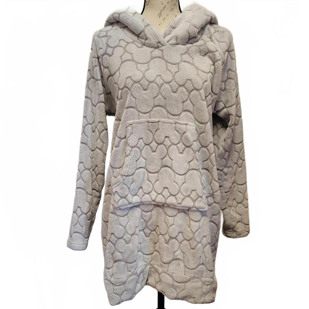 Disney Womens Sherpa Robe Hoodie Medium Mickey Pull Over Fleece Cozycore Winter